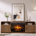 70" Fluted Wood Grain TV Stand