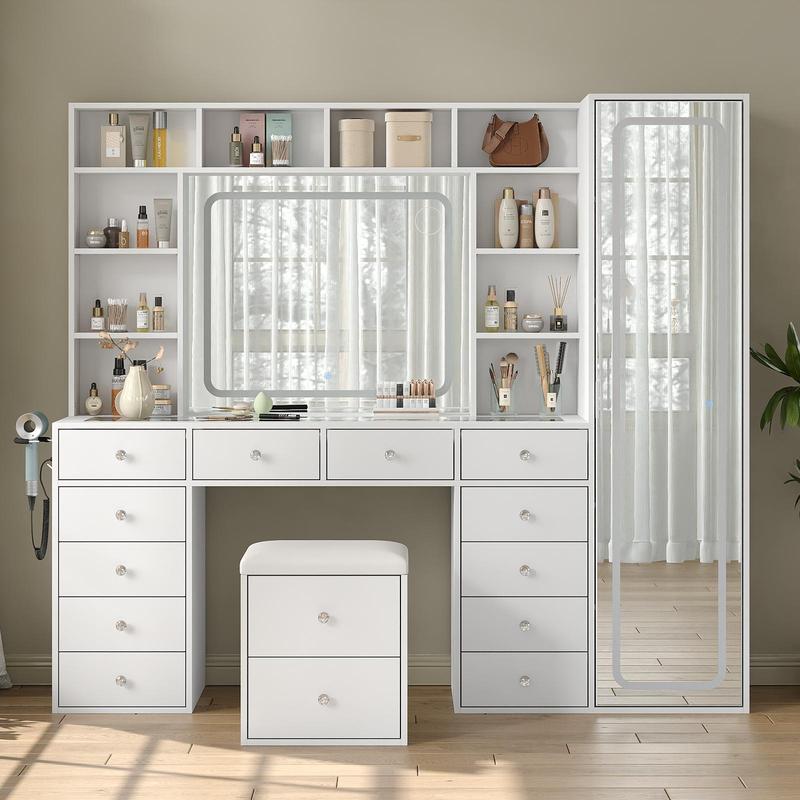 LED Makeup Vanity with Storage & Mirror