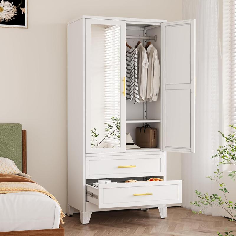 Modern Wardrobe with Mirror & Drawer
