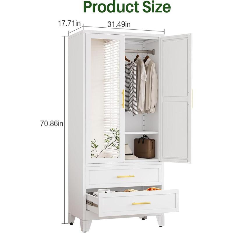 Modern Wardrobe with Mirror & Drawer