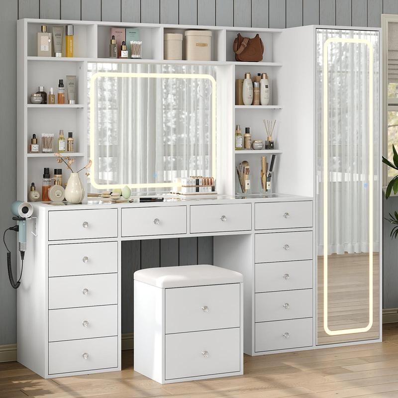 LED Makeup Vanity with Storage & Mirror