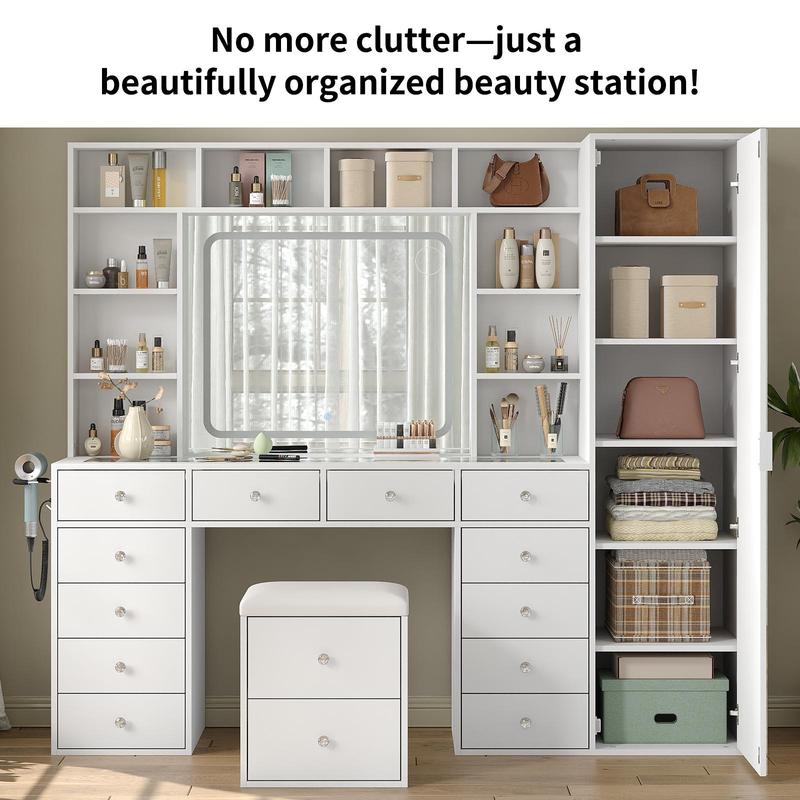 LED Makeup Vanity with Storage & Mirror