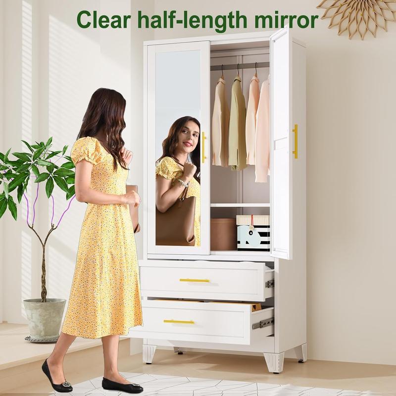 Modern Wardrobe with Mirror & Drawer