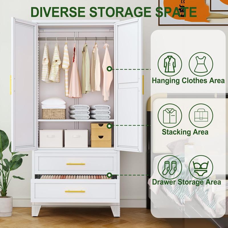 Modern Wardrobe with Mirror & Drawer