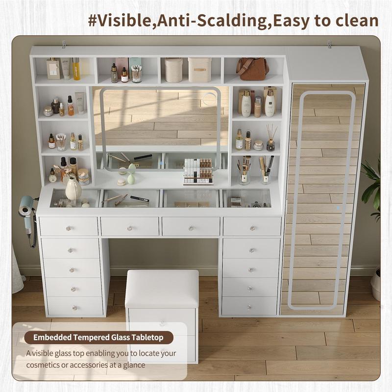 LED Makeup Vanity with Storage & Mirror