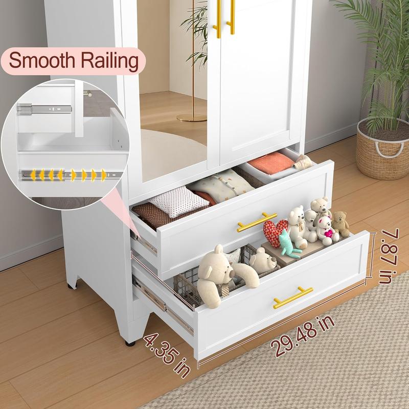 Modern Wardrobe with Mirror & Drawer