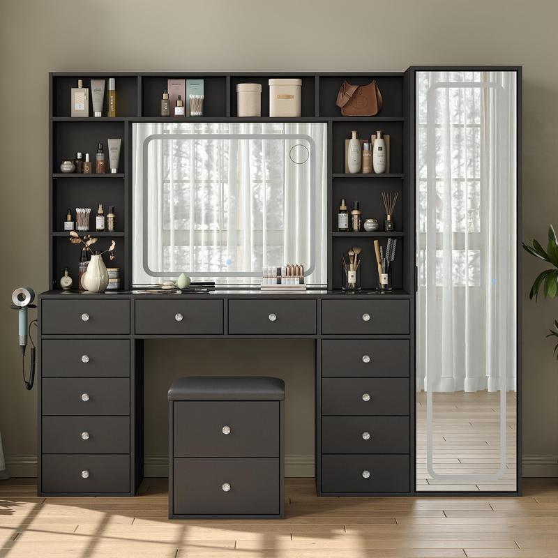 LED Makeup Vanity with Storage & Mirror