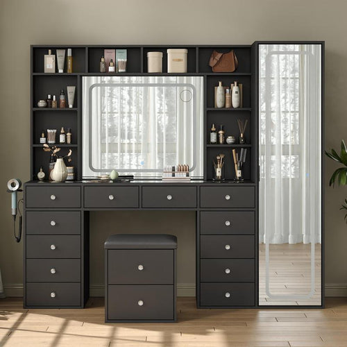 LED Makeup Vanity with Storage & Mirror